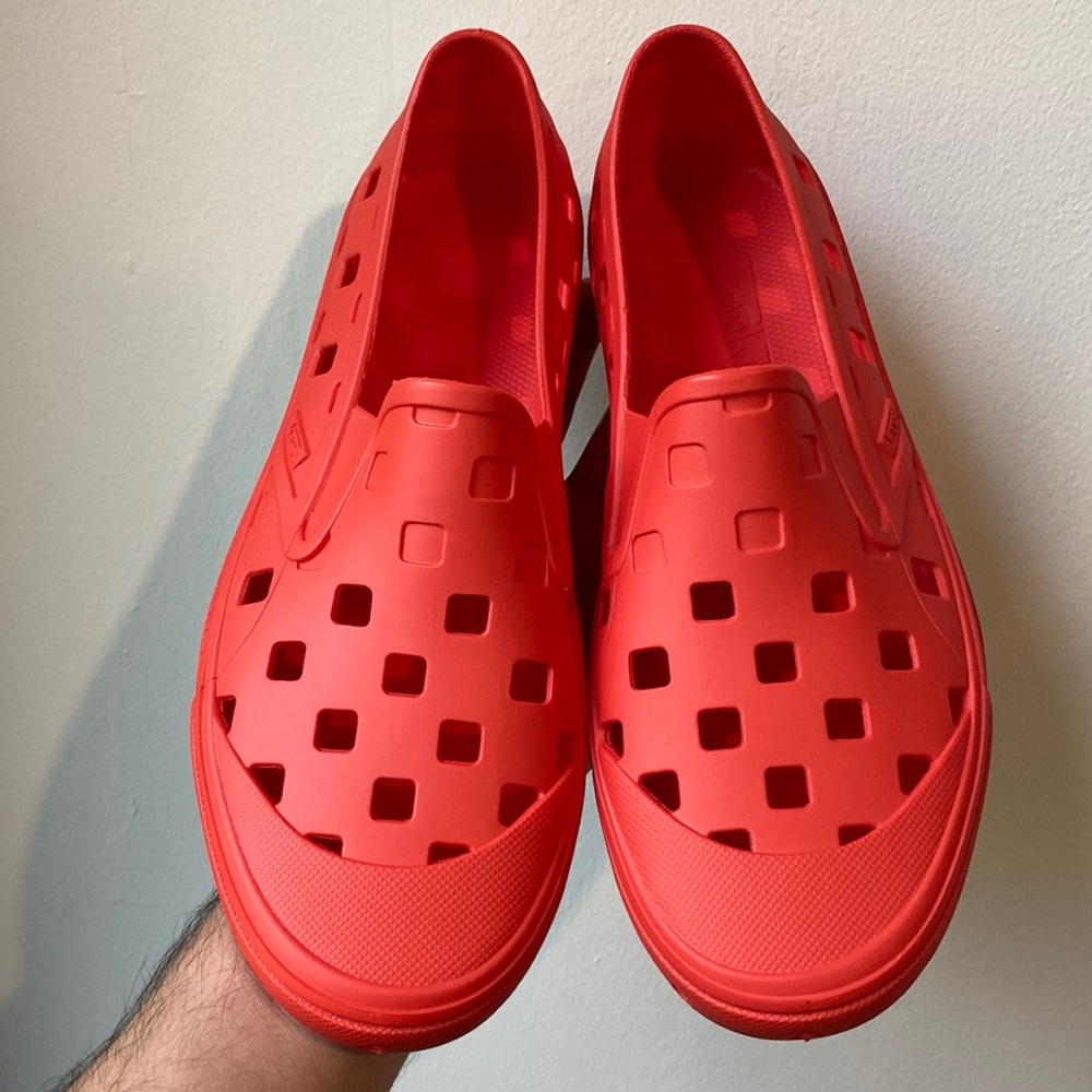 Vans Slip on Trek shoes mens 9/womens 10.5 orange rubber NEW